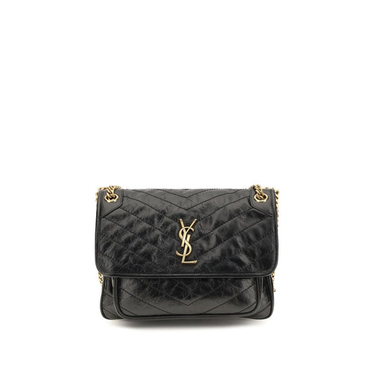 Bolso de hombro Saint Laurent de piel de becerro negra Bos Taurus