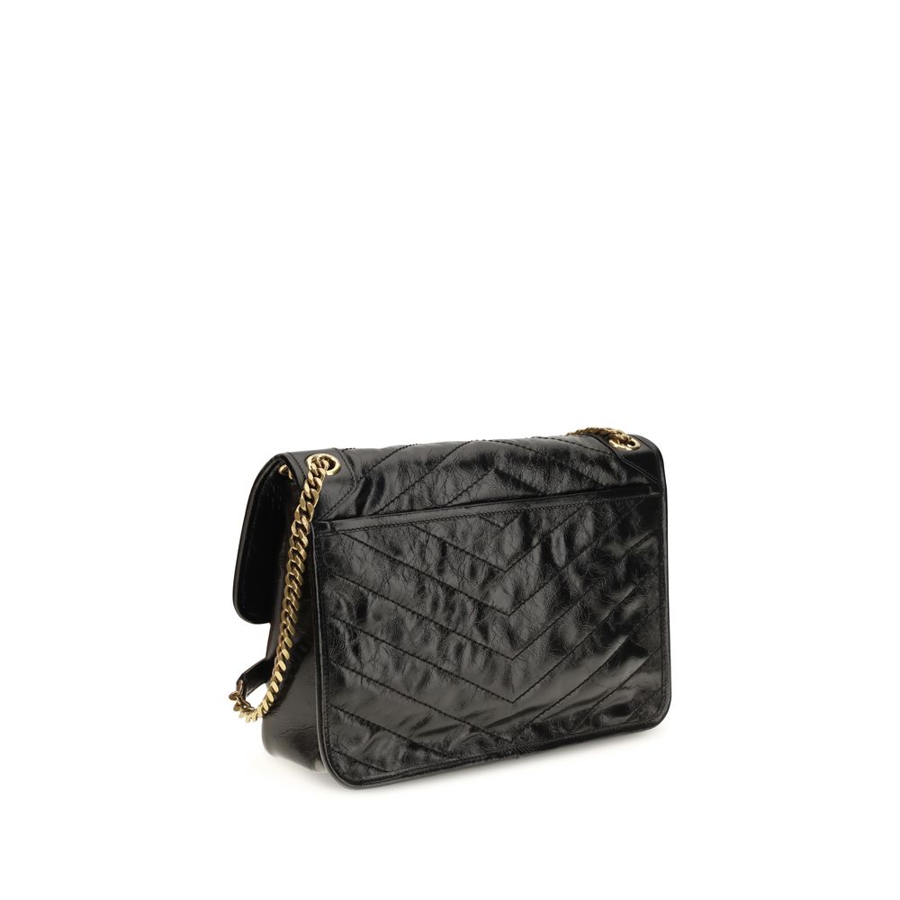 Bolso de hombro Saint Laurent de piel de becerro negra Bos Taurus