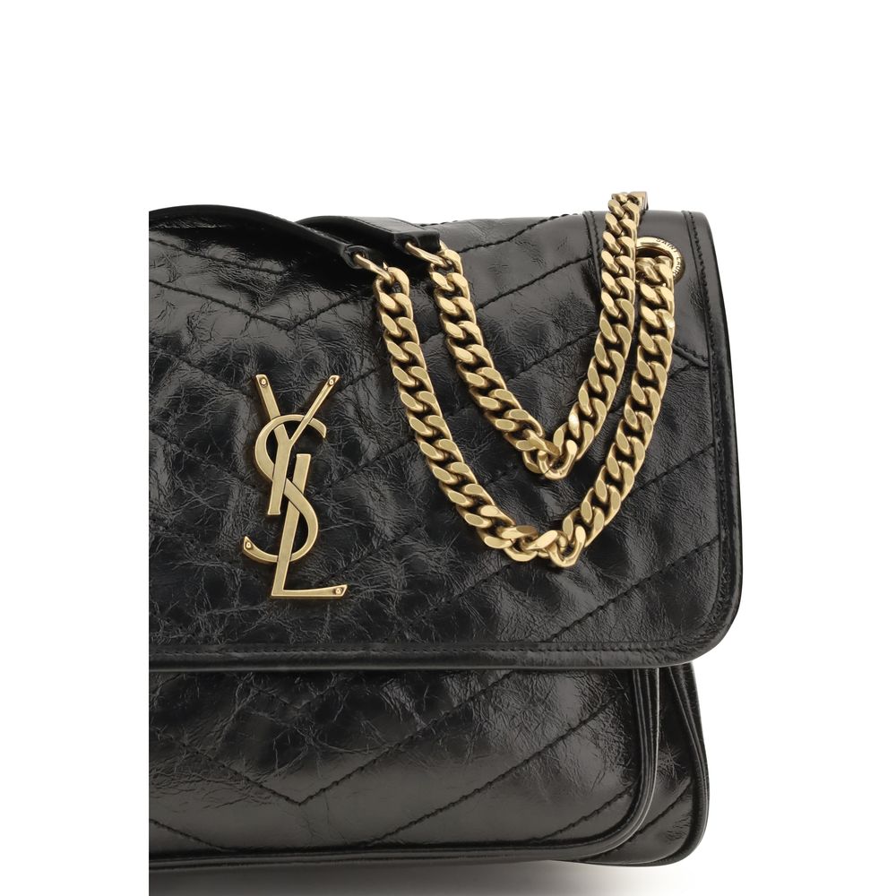 Bolso de hombro Saint Laurent de piel de becerro negra Bos Taurus