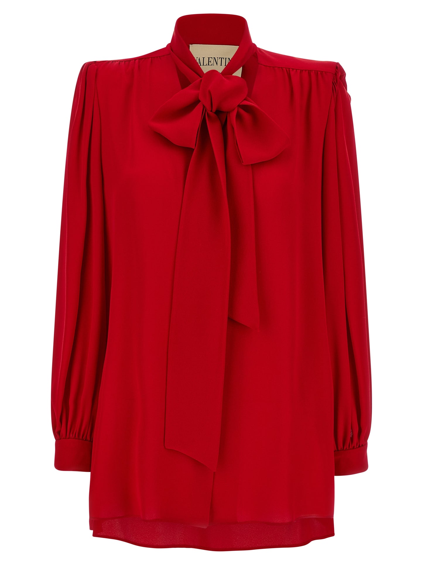 Blusa Valentino Garavani De Seda Roja Línea Fluida