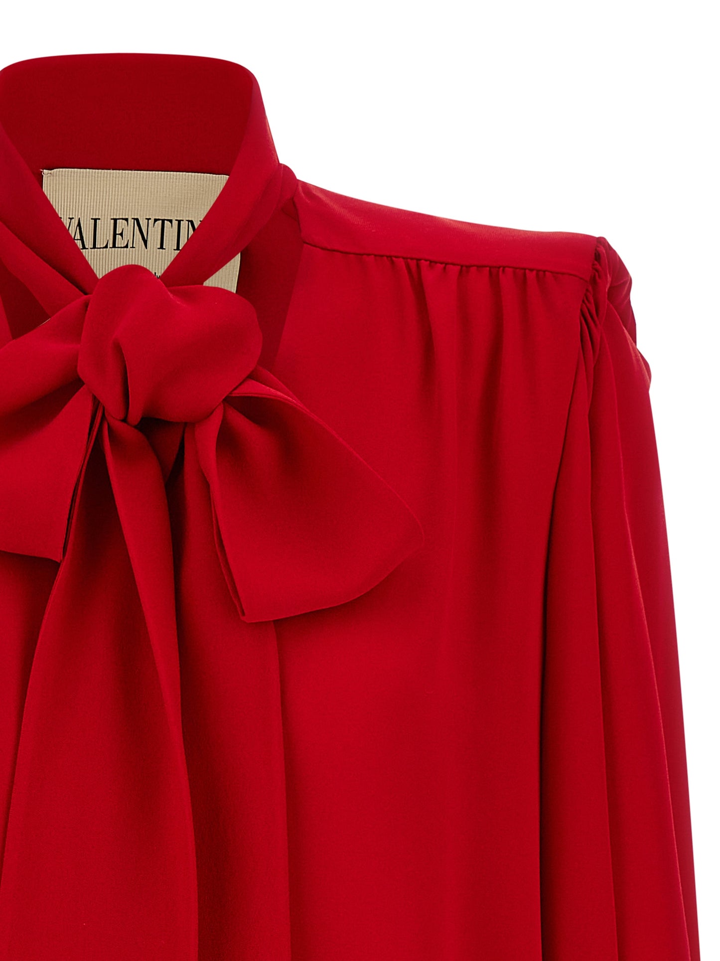 Blusa Valentino Garavani De Seda Roja Línea Fluida