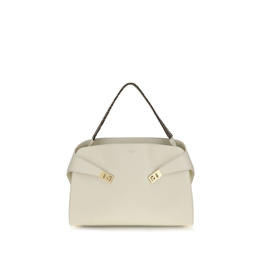 Bolso de hombro Ferragamo de piel de ternera beige Bos Taurus