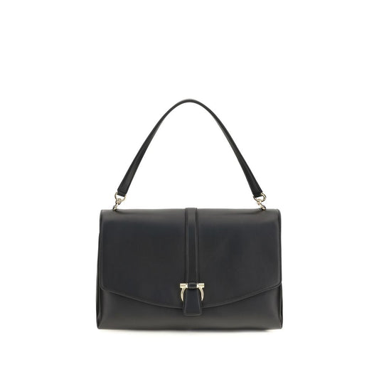 Bolso de hombro Ferragamo de piel de becerro negra Bos Taurus