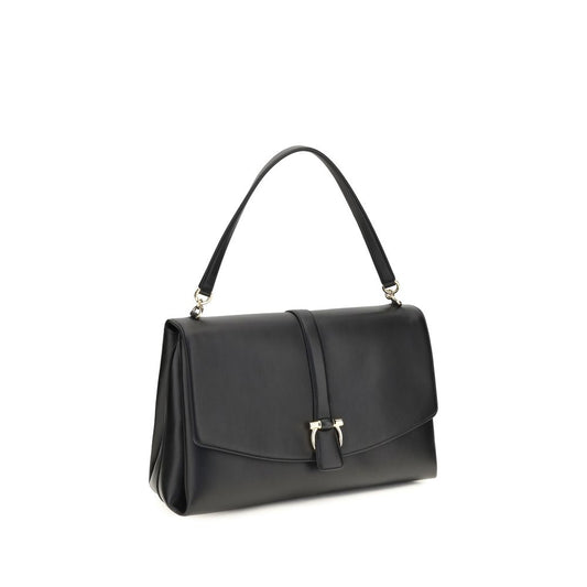 Bolso de hombro Ferragamo de piel de becerro negra Bos Taurus