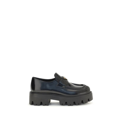 Prada Mocassins à Enfiler Cuir De Veau Bos Taurus Noir Confortables