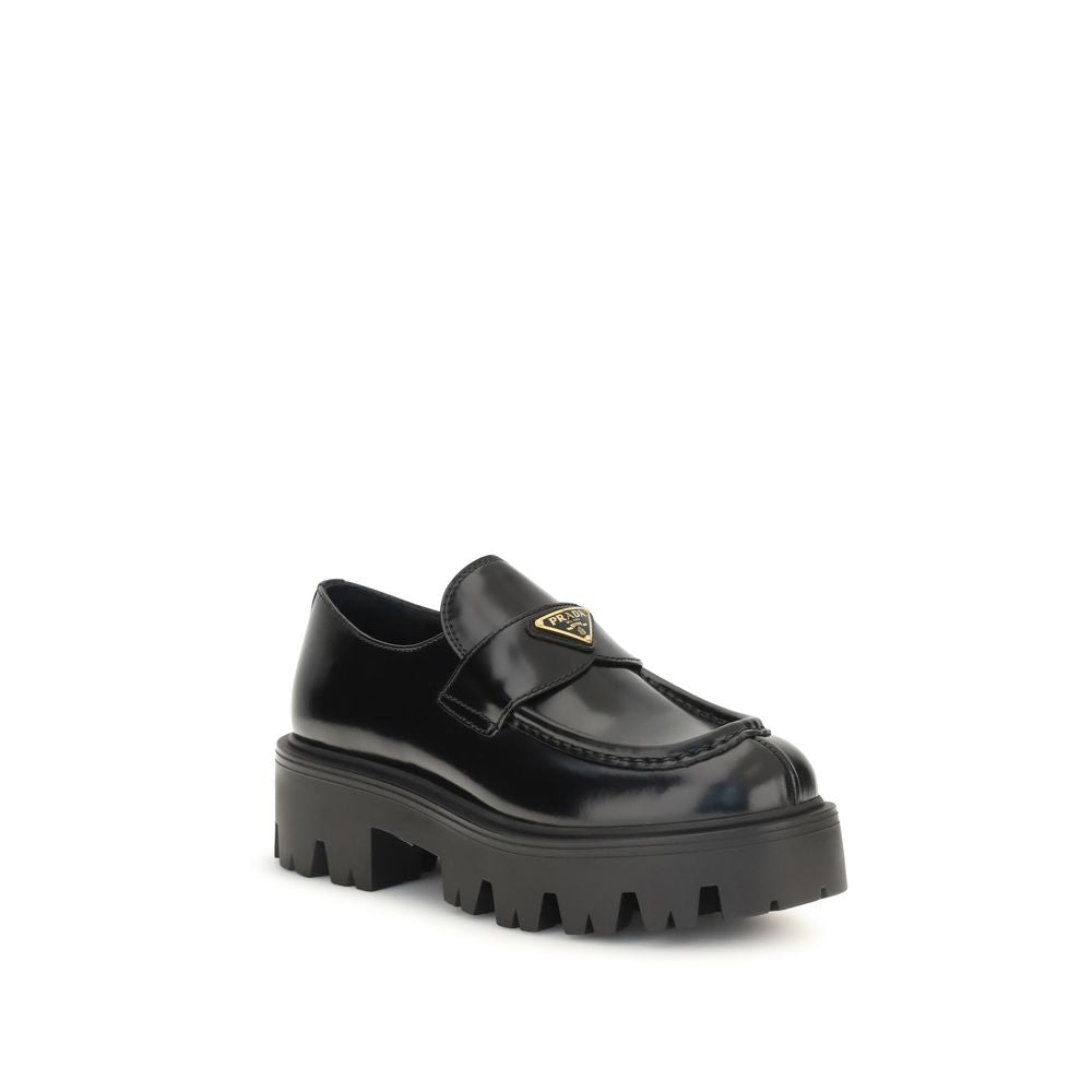 Prada Mocassins à Enfiler Cuir De Veau Bos Taurus Noir Confortables