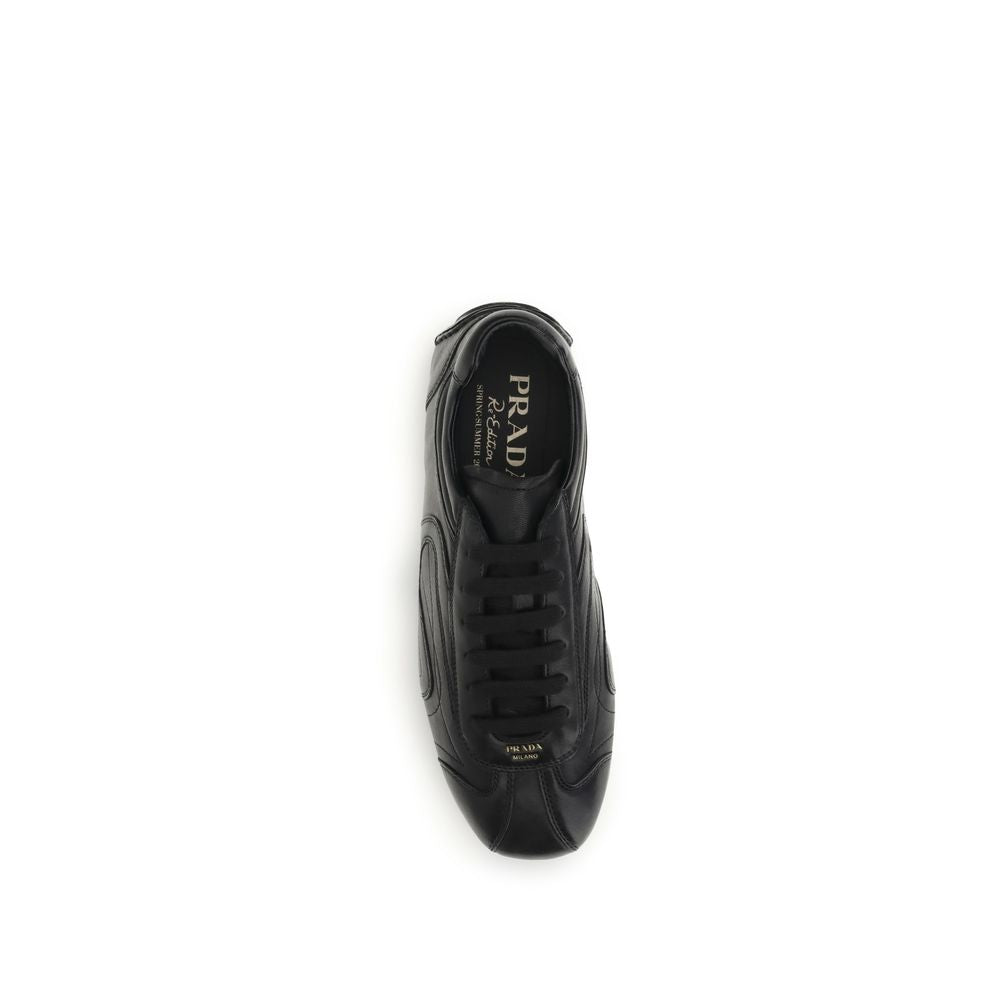 Baskets basses Prada en cuir d'agneau Ovis Aries Aries noires