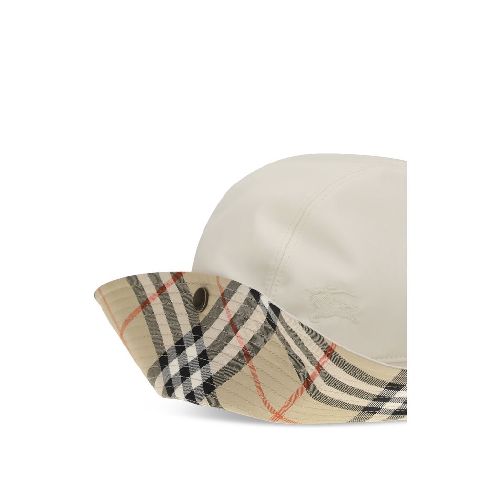 Burberry White Cotton Water-Resistant Bucket Hat
