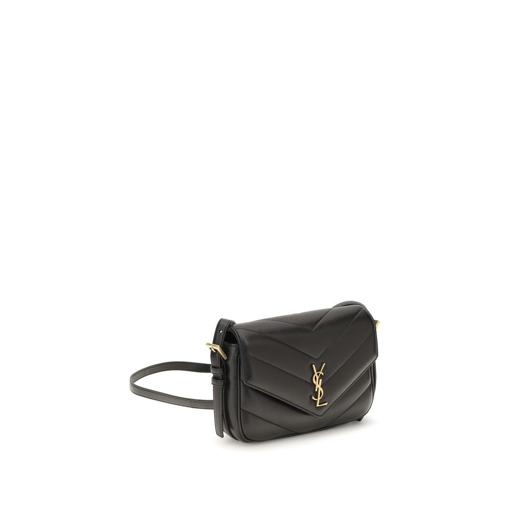 Bolso de hombro Saint Laurent negro de piel de cordero Ovis Aries Aries