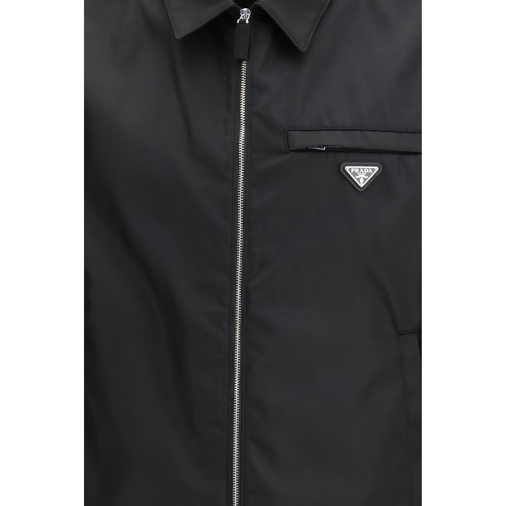 Chaqueta larga Prada de poliamida reciclada negra