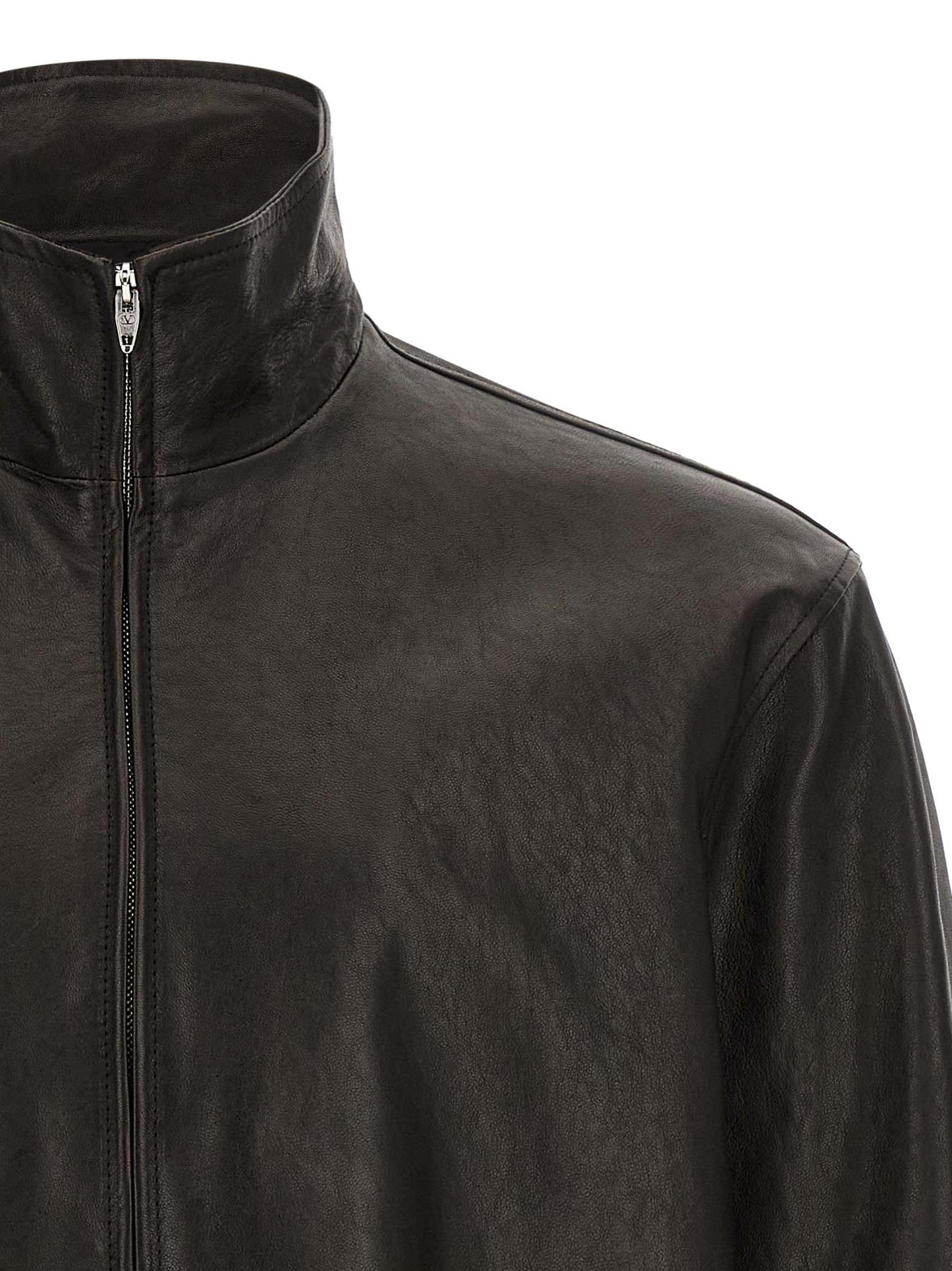 Chaqueta de piel de becerro negra Valentino Garavani