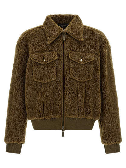 Chaqueta Dsquared² larga de poliéster marrón