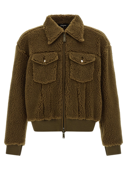 Chaqueta Dsquared² larga de poliéster marrón