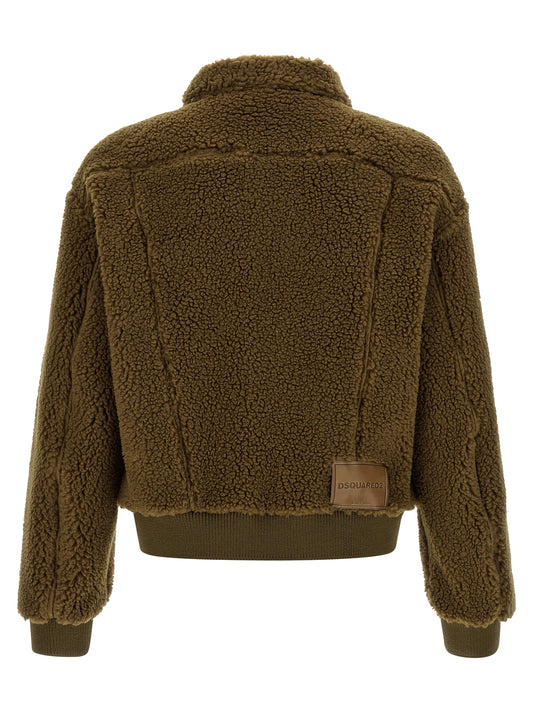 Chaqueta Dsquared² larga de poliéster marrón