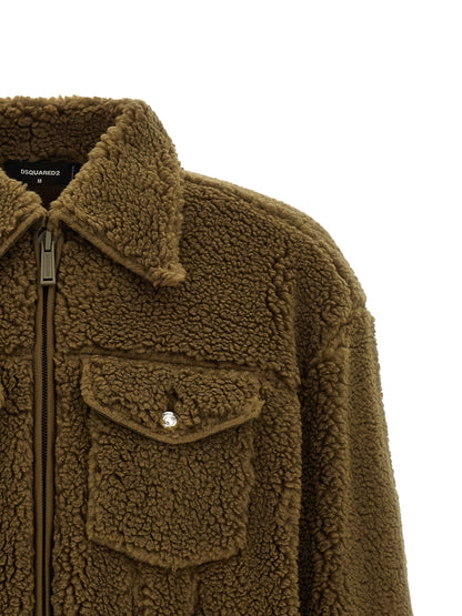Chaqueta Dsquared² larga de poliéster marrón