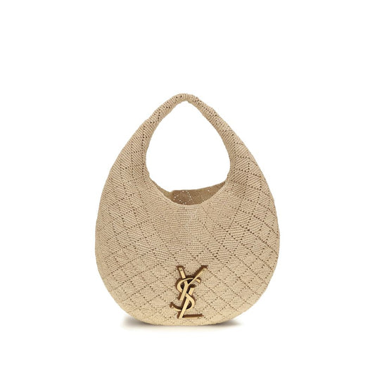 Bolso de hombro Saint Laurent de rafia beige