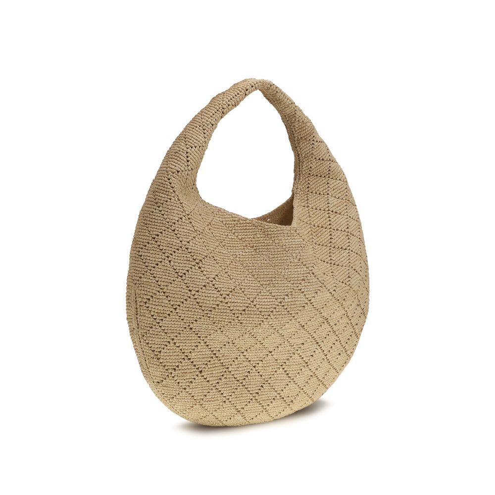 Bolso de hombro Saint Laurent de rafia beige