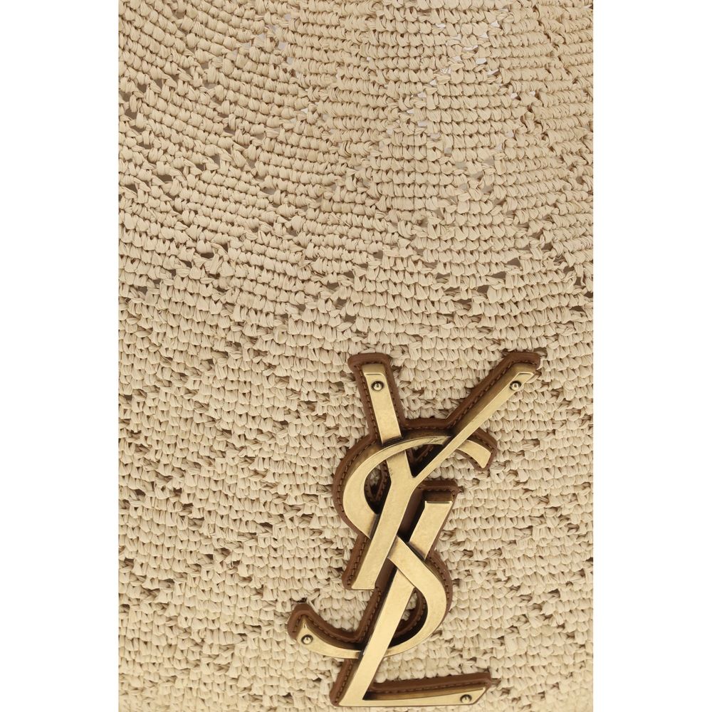 Bolso de hombro Saint Laurent de rafia beige