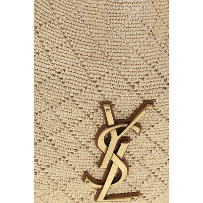 Bolso de hombro Saint Laurent de rafia beige