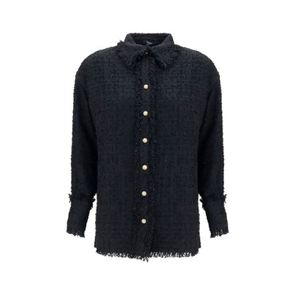 Camisa estampada de poliamida negra de Balmain
