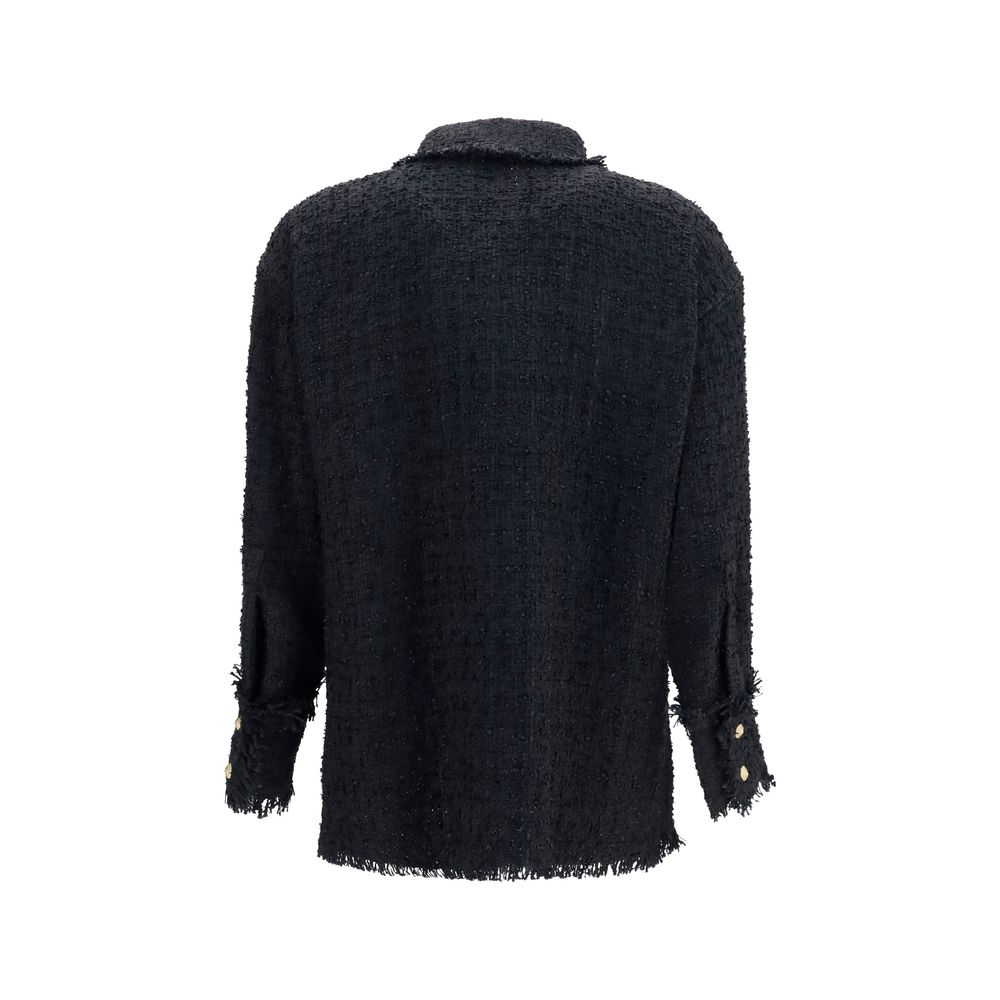 Camisa estampada de poliamida negra de Balmain
