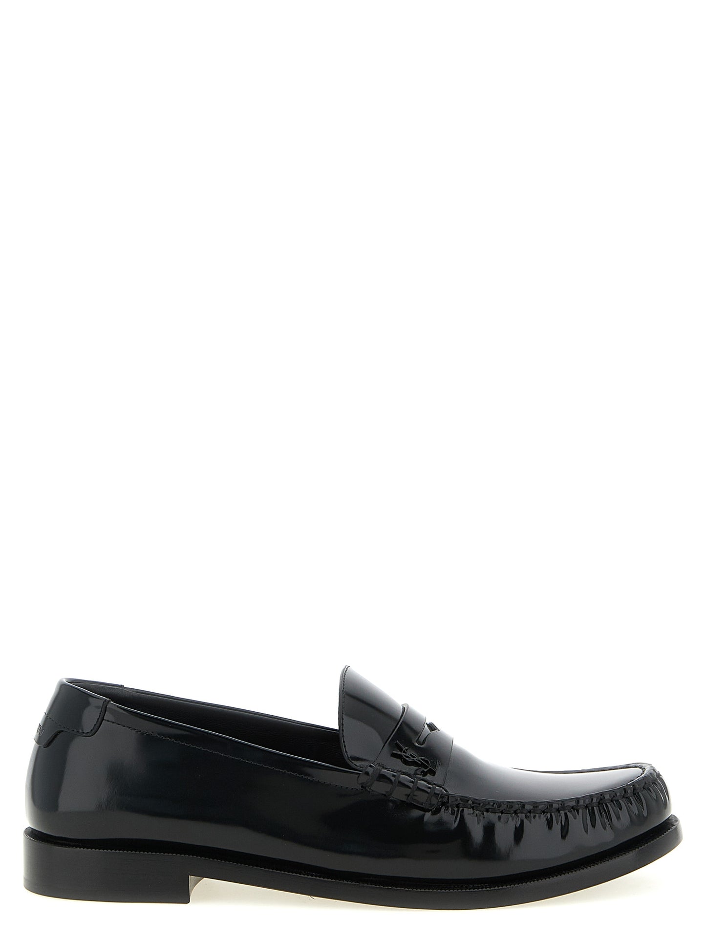 Mocasines sin cordones de piel de becerro negra Saint Laurent