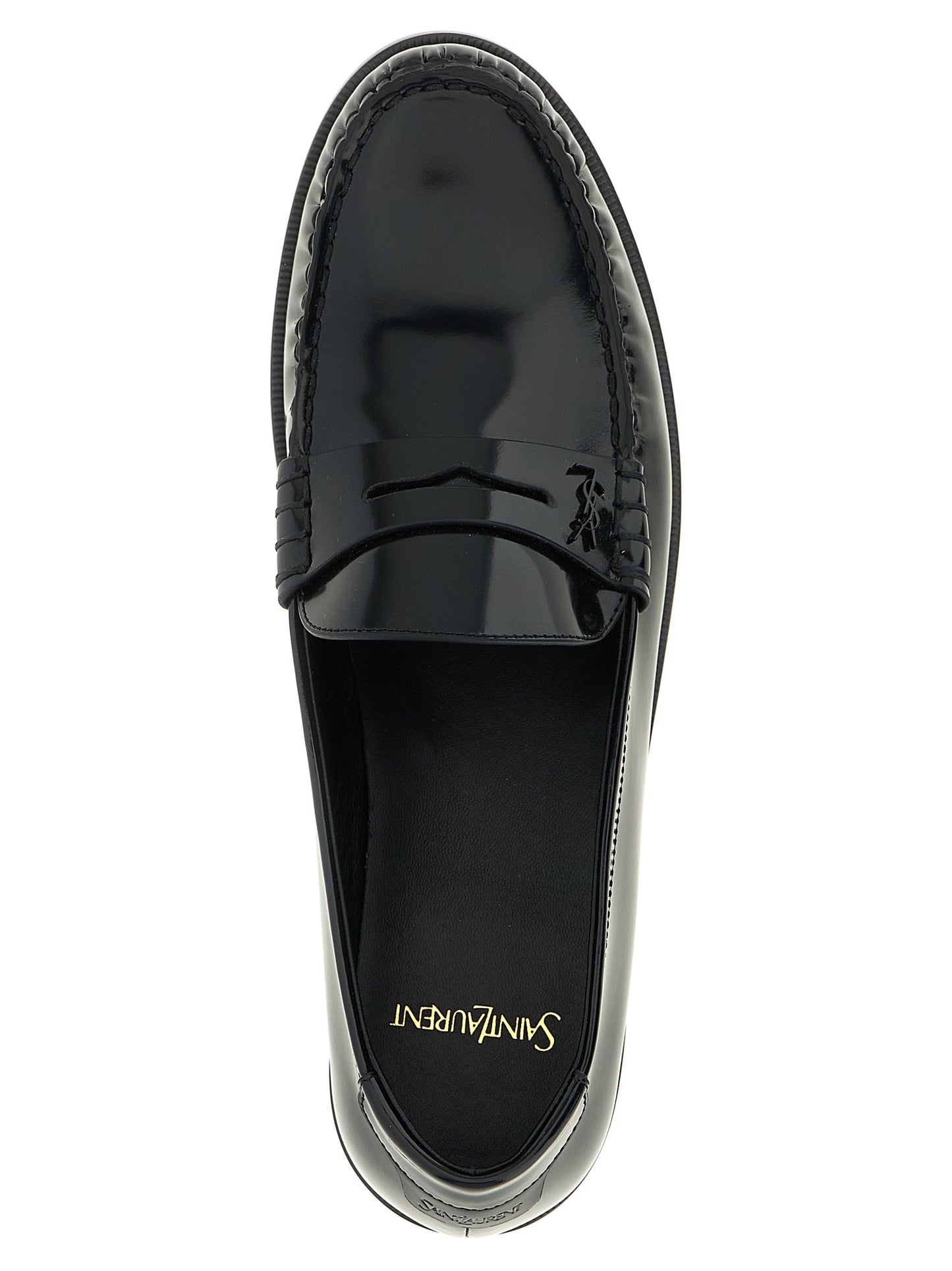 Mocasines sin cordones de piel de becerro negra Saint Laurent