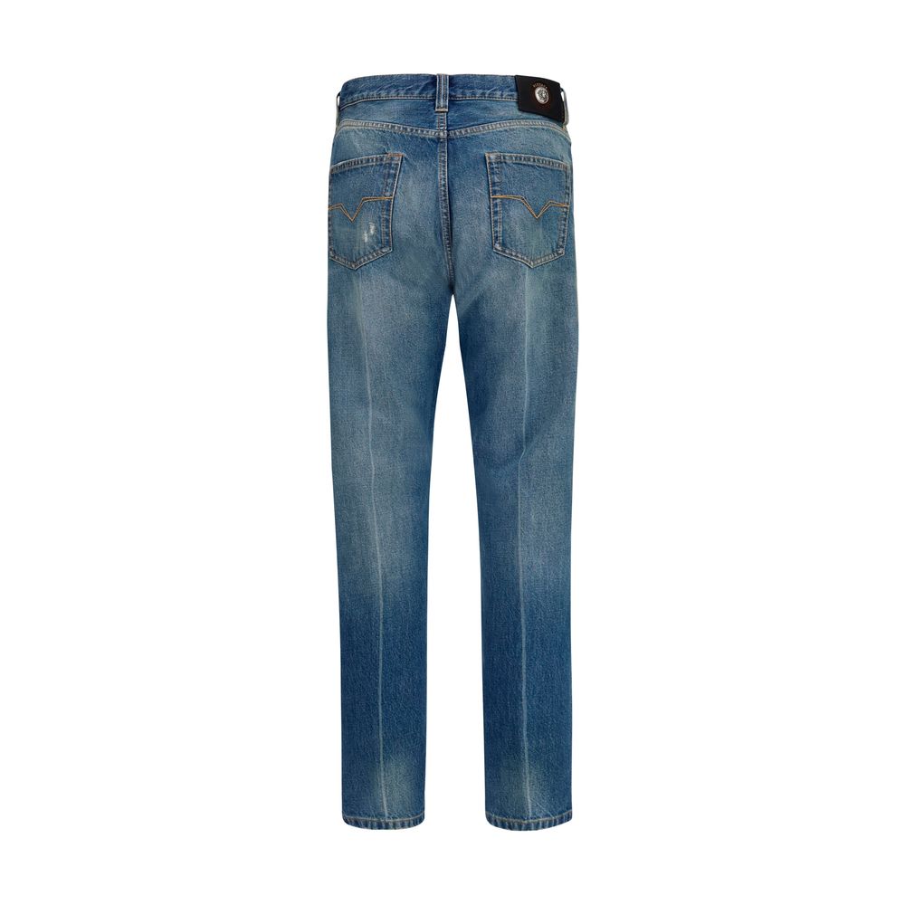 Vaqueros rectos de algodón azul Versace