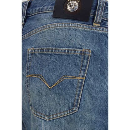 Vaqueros rectos de algodón azul Versace