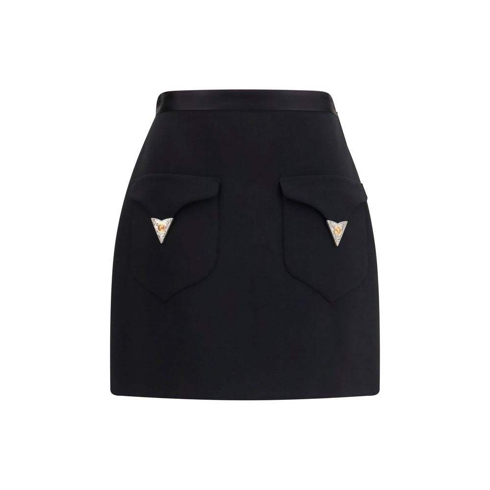 Minifalda Versace negra de lana con motivo Aries