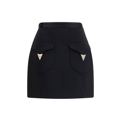 Minifalda Versace negra de lana con motivo Aries