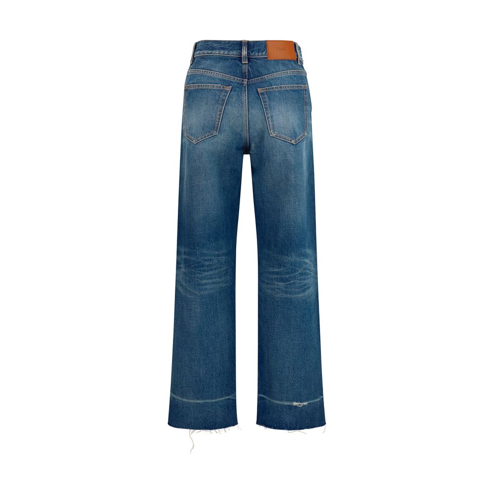 Vaqueros Chloé De Algodón Con Corte Botamanga Y Acabado Azul