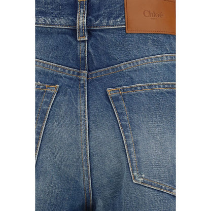 Vaqueros Chloé De Algodón Con Corte Botamanga Y Acabado Azul