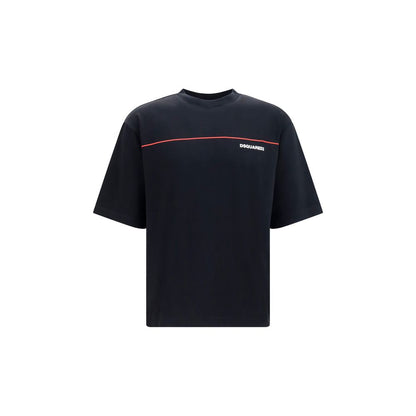 Camiseta De Algodón Negra Con Corte Holgado Dsquared²