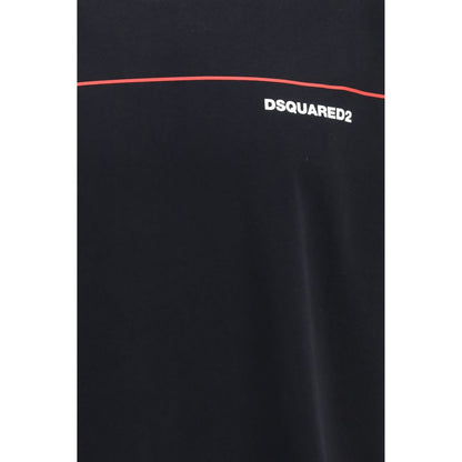 Camiseta De Algodón Negra Con Corte Holgado Dsquared²