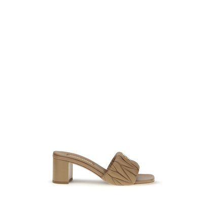 Sandalias Miu Miu de plataforma beige en piel de cordero Ovis Aries Aries