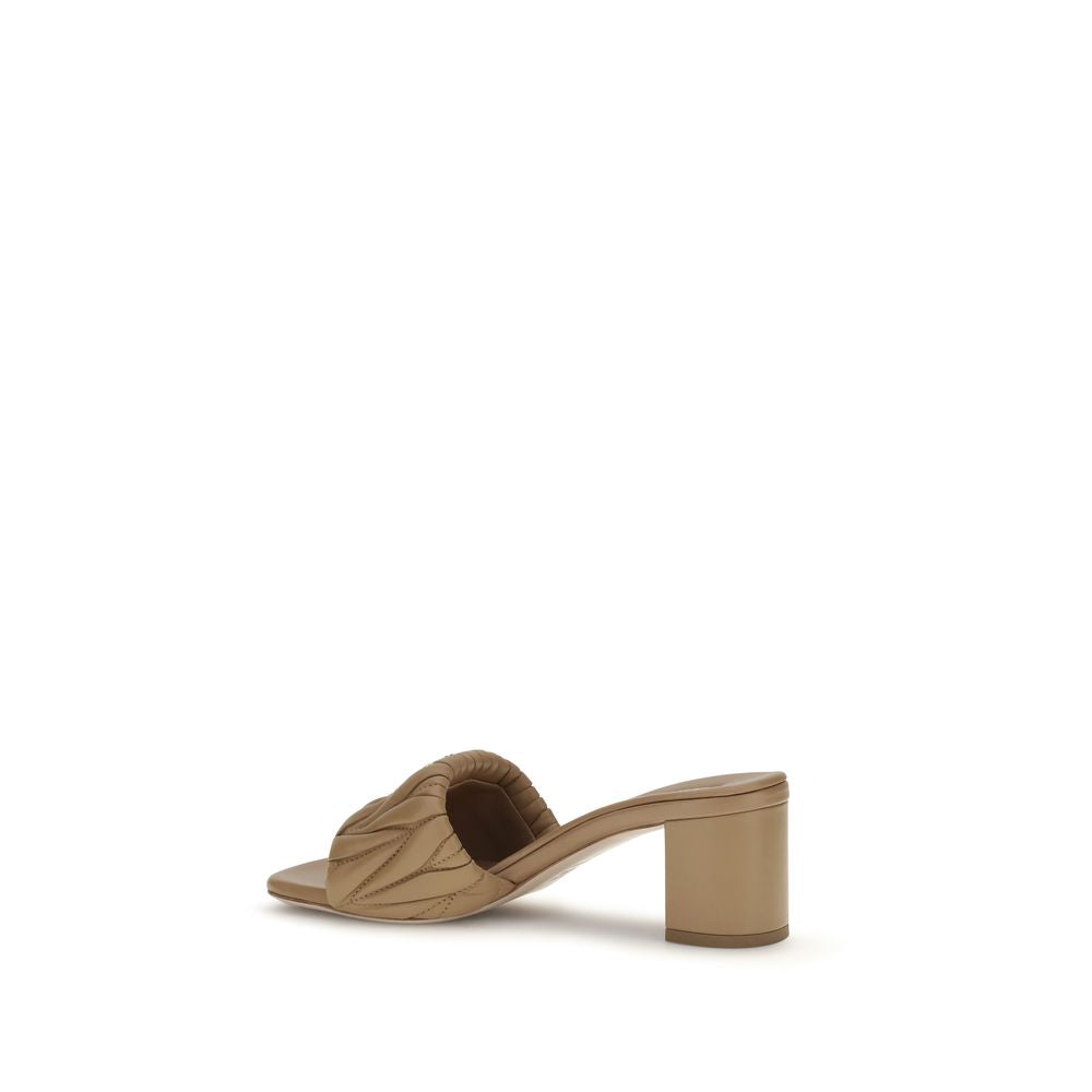 Sandalias Miu Miu de plataforma beige en piel de cordero Ovis Aries Aries