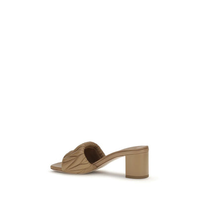 Sandalias Miu Miu de plataforma beige en piel de cordero Ovis Aries Aries