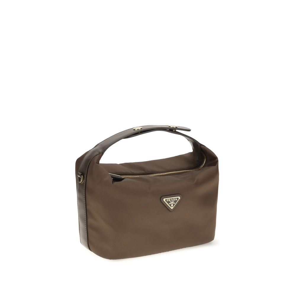 Bolso de mano Prada de poliamida reciclada marrón