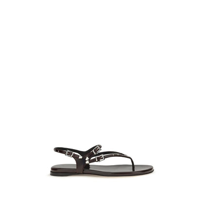 Sandalias Planas Chloé Piel Becorro Negras Modelo Bos Taurus