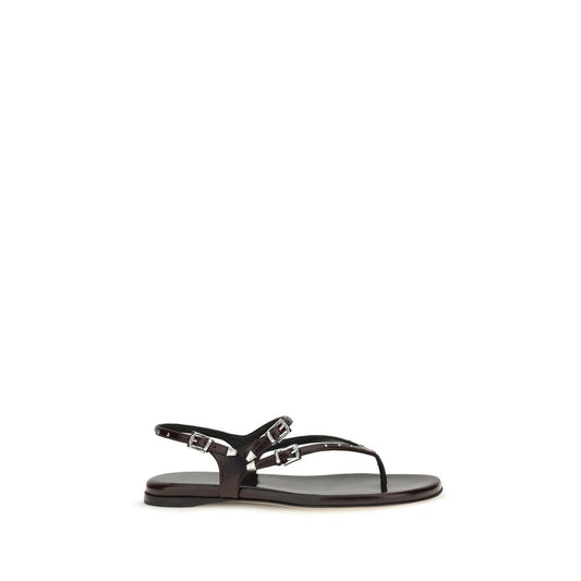 Sandalias Planas Chloé Piel Becorro Negras Modelo Bos Taurus