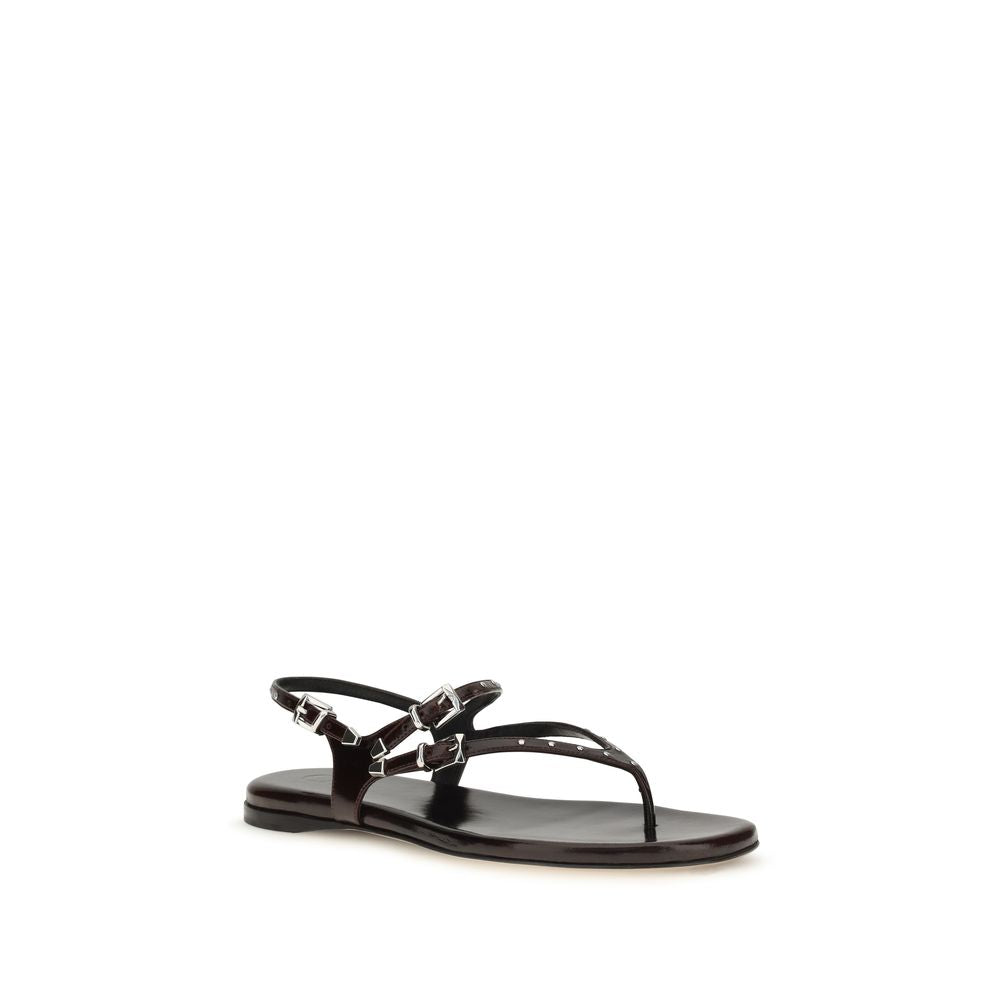 Sandalias Planas Chloé Piel Becorro Negras Modelo Bos Taurus