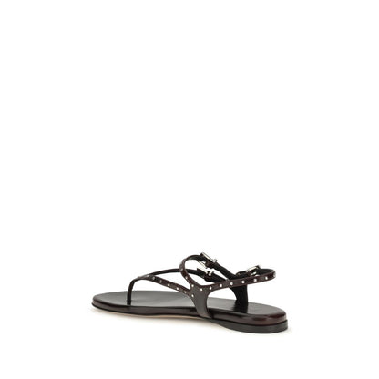 Sandalias Planas Chloé Piel Becorro Negras Modelo Bos Taurus