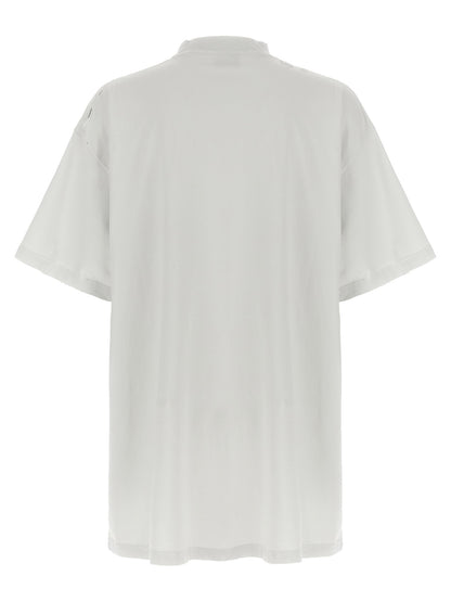 T-shirt Balenciaga en coton blanc avec imprimé 3B Liquefied