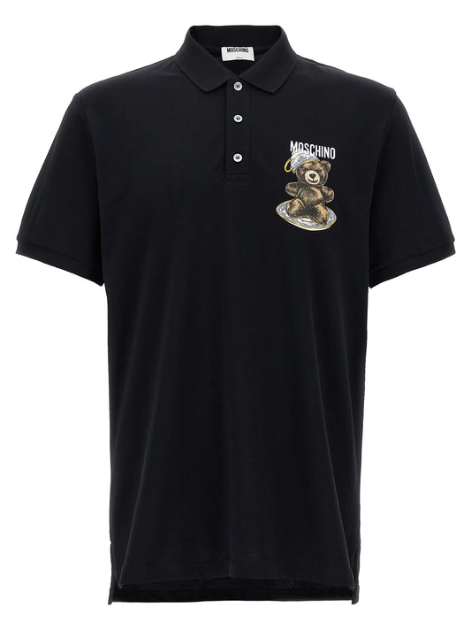 Polo Moschino de algodón negro