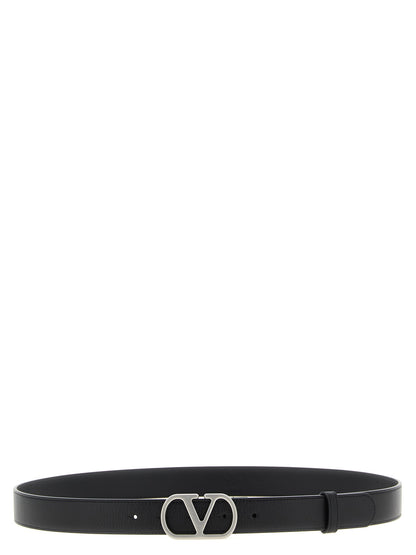 Valentino Garavani Black Leather Regular Belt