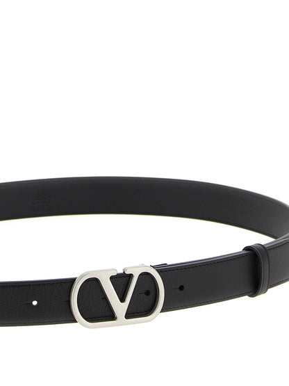 Valentino Garavani Black Leather Regular Belt