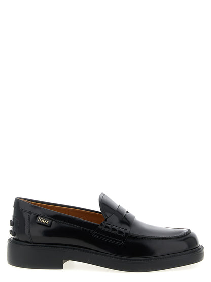 Tod's Black Leather Slip-On Loafers Gomma 20L