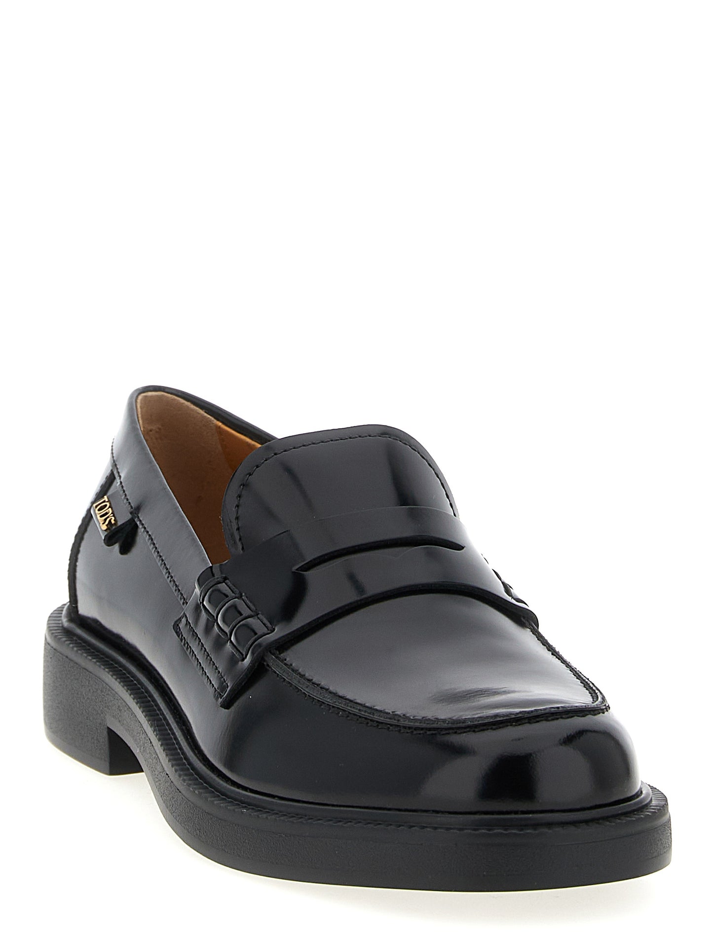 Tod's Black Leather Slip-On Loafers Gomma 20L