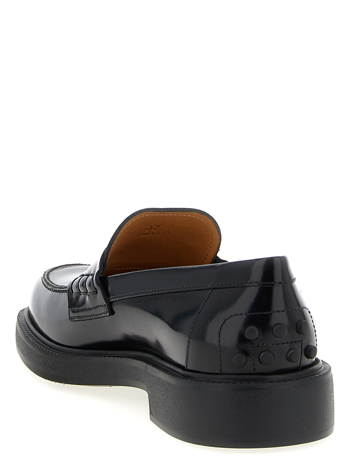 Tod's Black Leather Slip-On Loafers Gomma 20L